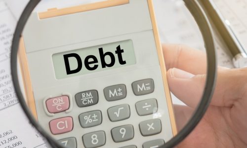 Debt Text on Calculator