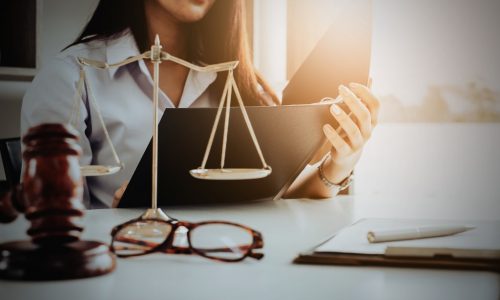 Lady lawyer reviewing a case